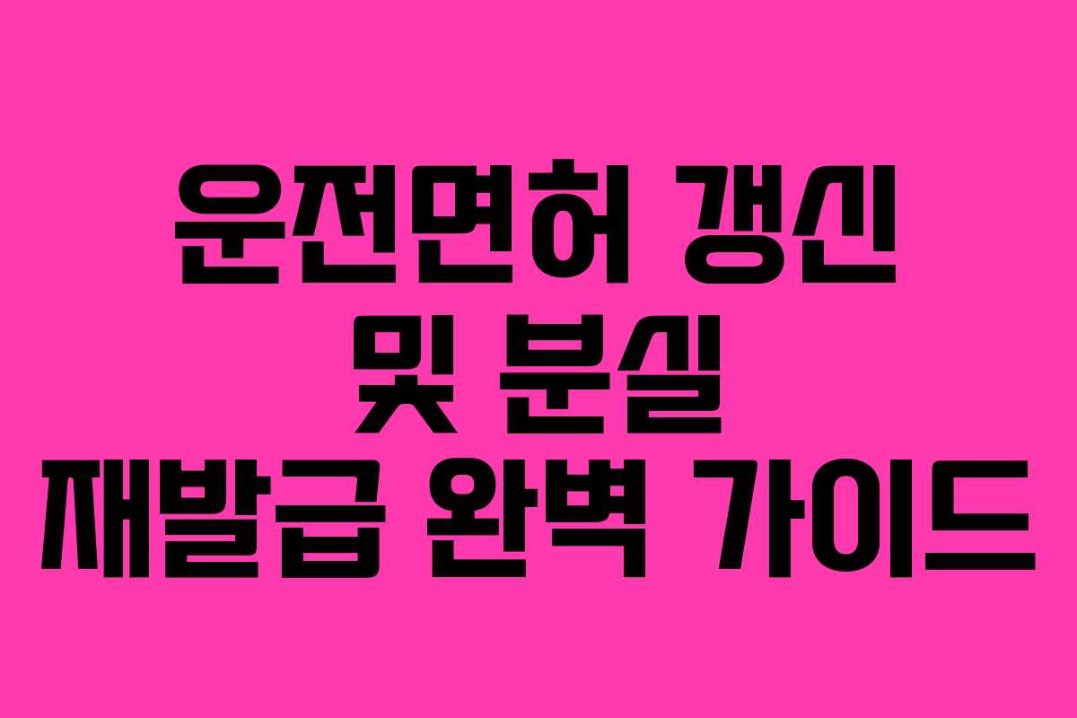 운전면허 갱신 및 분실 재발급 완벽 가이드 운전면허 갱신 및 분실 재발급 완벽 가이드