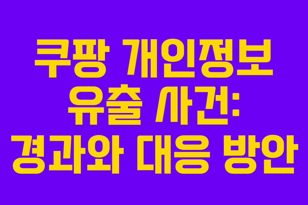 쿠팡 개인정보 유출 사건: 경과와 대응 방안