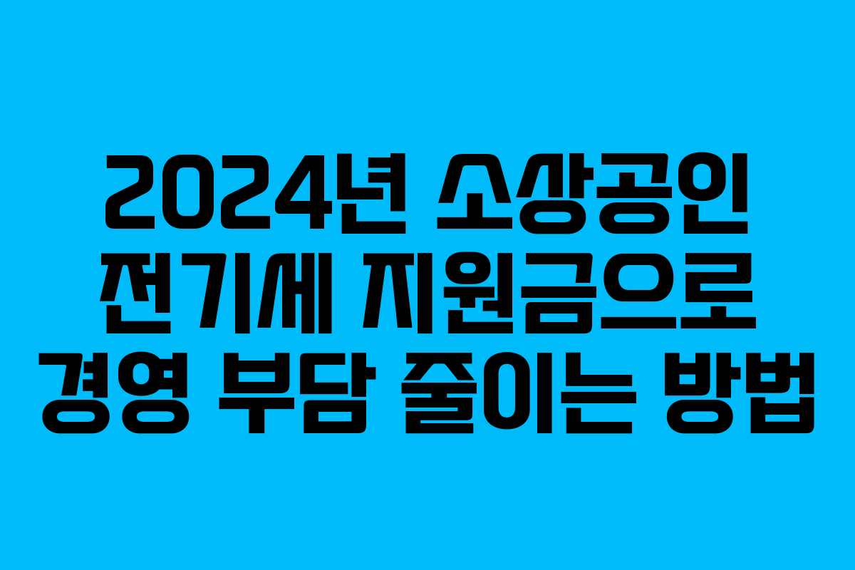 2024년 소상공인 전기세 지원금으로 경영 부담 줄이는 방법 2024년 소상공인 전기세 지원금으로 경영 부담 줄이는 방법