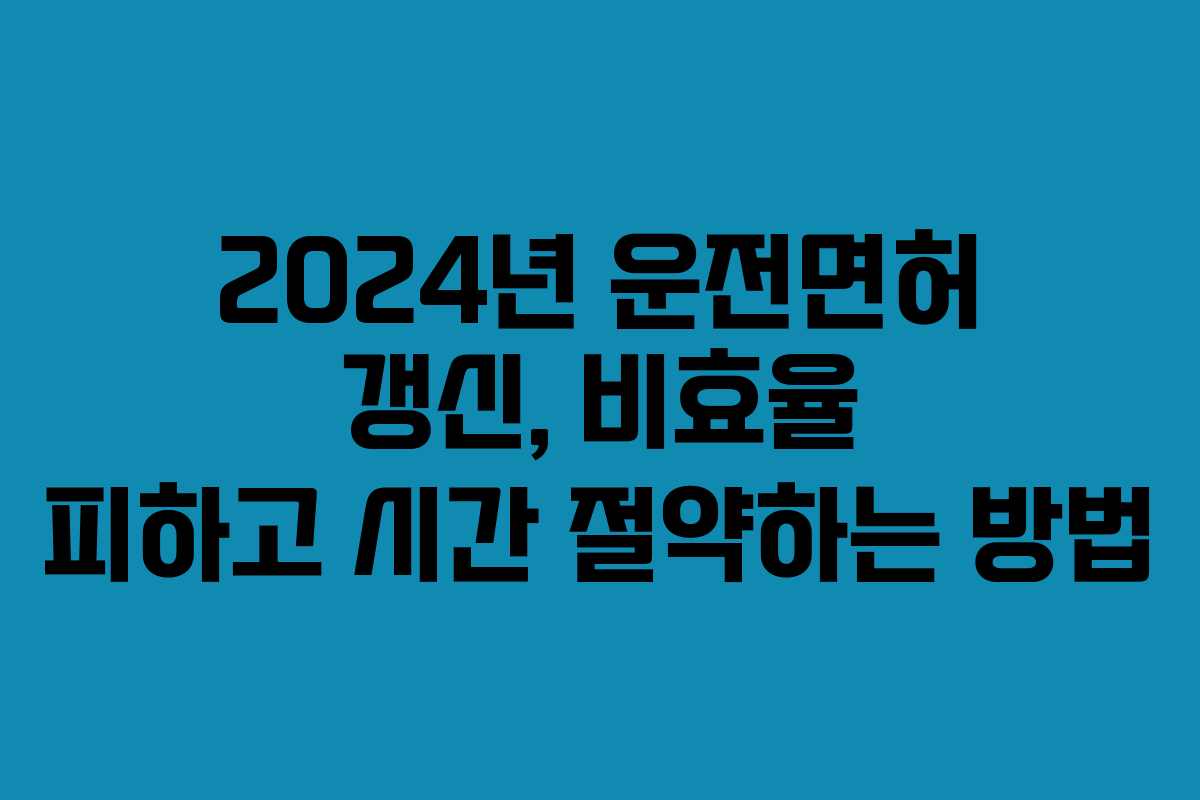 2024년 운전면허 갱신, 비효율 피하고 시간 절약하는 방법