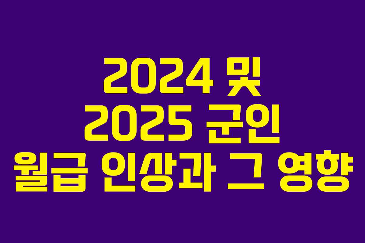 2024 및 2025 군인 월급 인상과 그 영향