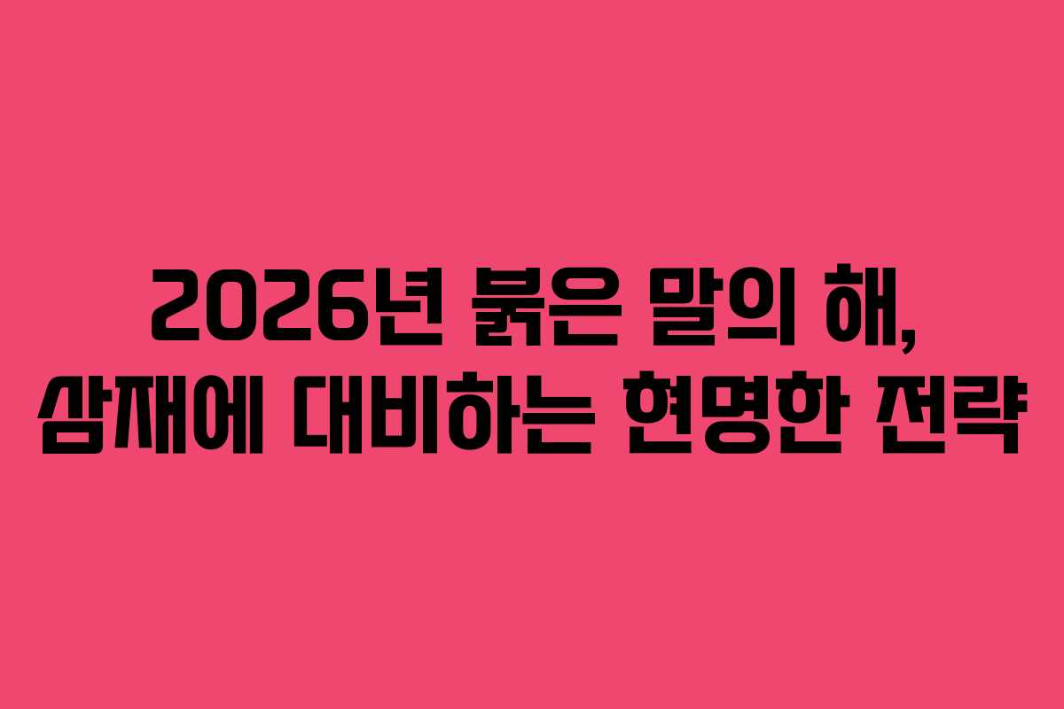 2026년 붉은 말의 해, 삼재에 대비하는 현명한 전략