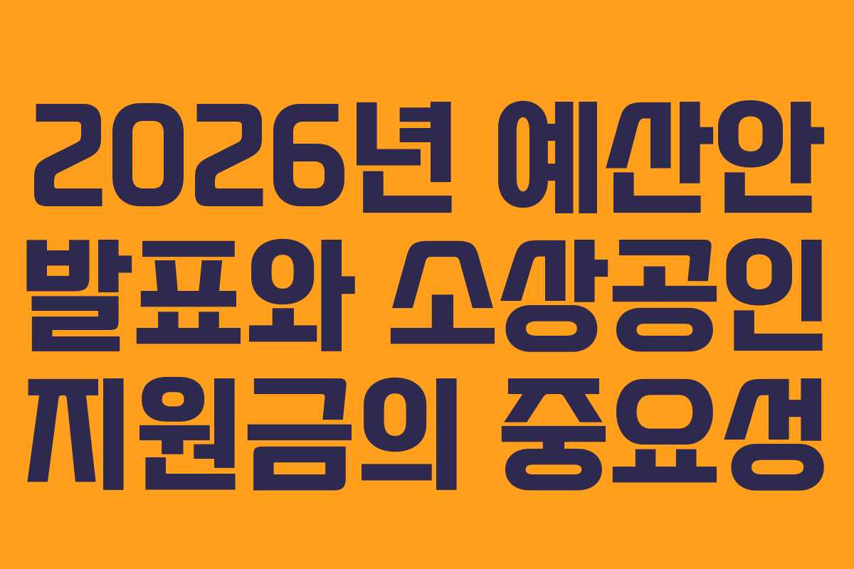 2026년 예산안 발표와 소상공인 지원금의 중요성