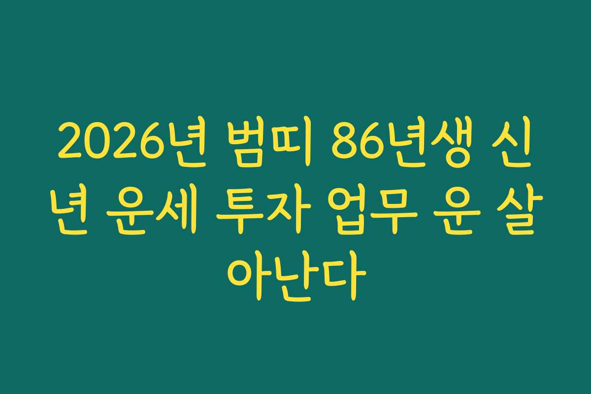 2026년 범띠 86년생 신년 운세 투자 업무 운 살아난다