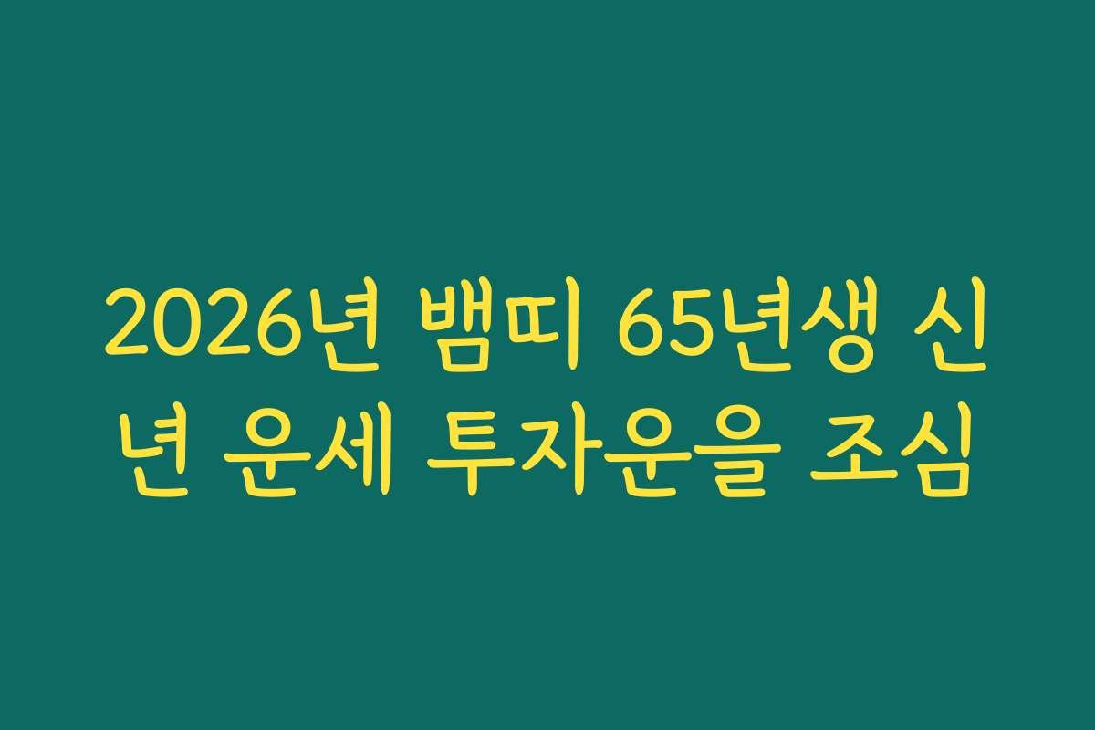 2026년 뱀띠 65년생 신년 운세 투자운을 조심