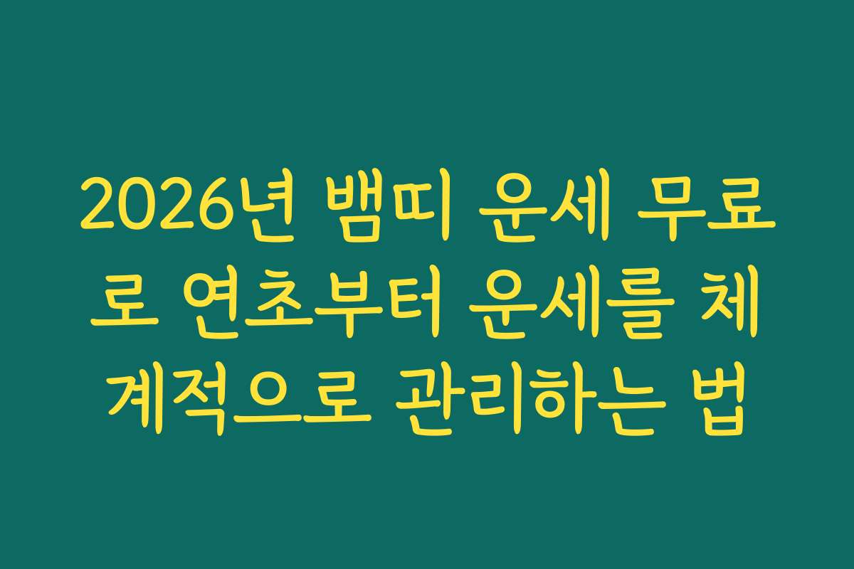 2026년 뱀띠 운세 무료로 연초부터 운세를 체계적으로 관리하는 법