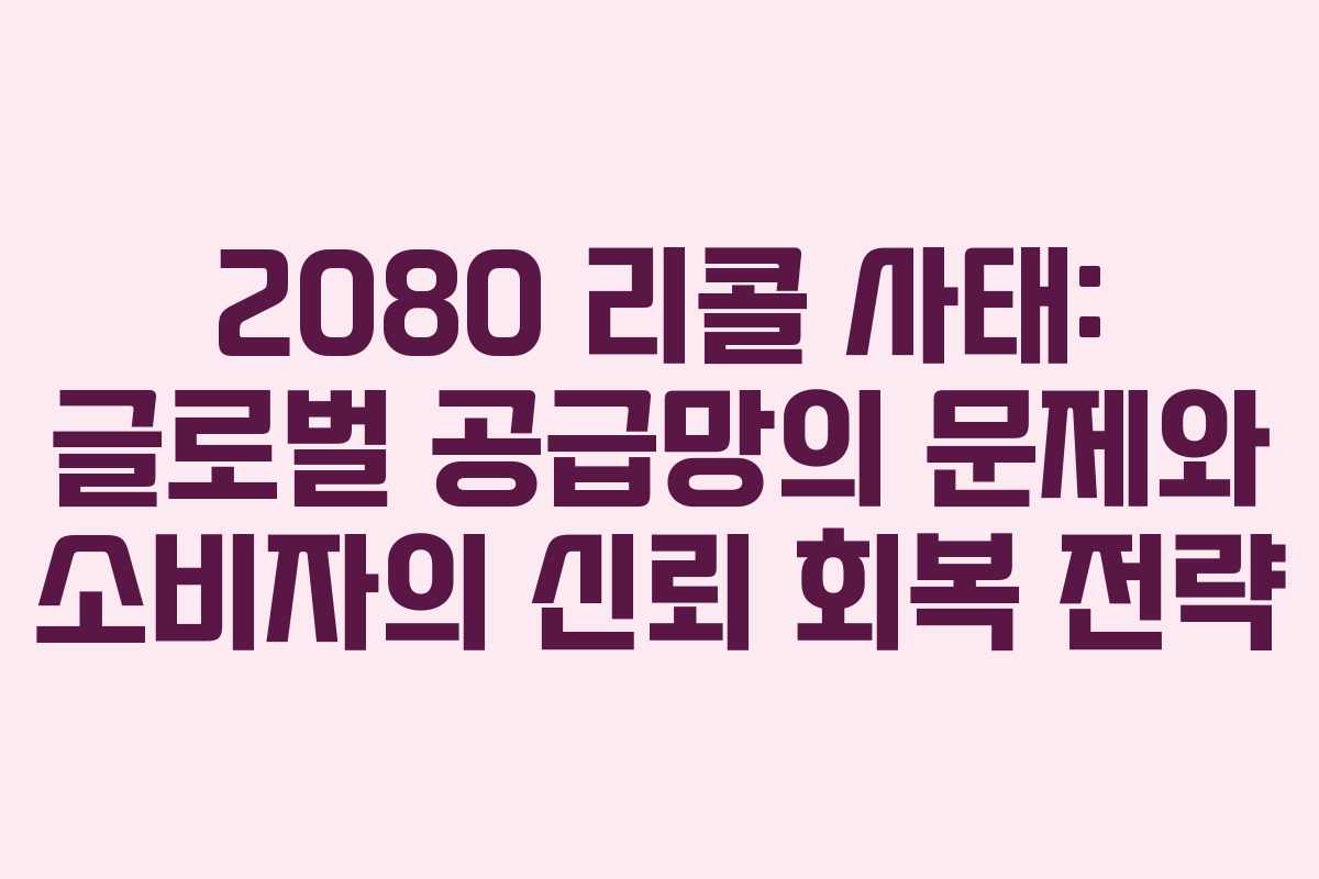 2080 리콜 사태: 글로벌 공급망의 문제와 소비자의 신뢰 회복 전략