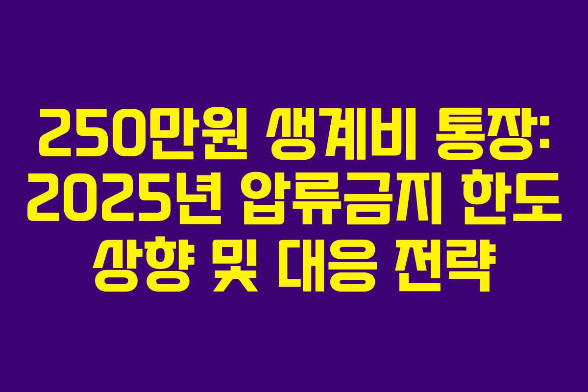 250만원 생계비 통장: 2025년 압류금지 한도 상향 및 대응 전략