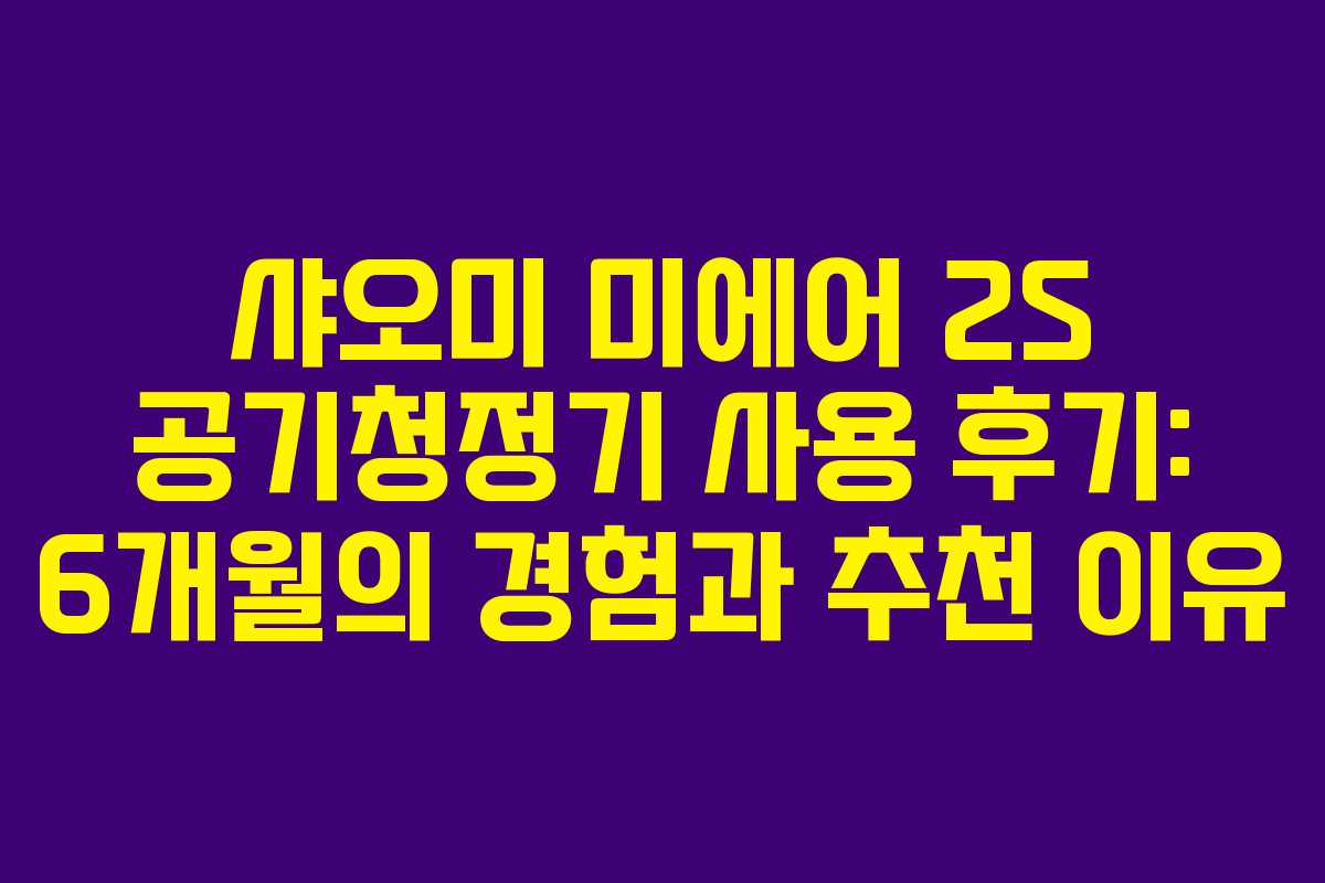 샤오미 미에어 2S 공기청정기 사용 후기: 6개월의 경험과 추천 이유