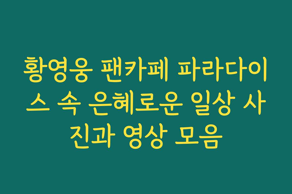 황영웅 팬카페 파라다이스 속 은혜로운 일상 사진과 영상 모음