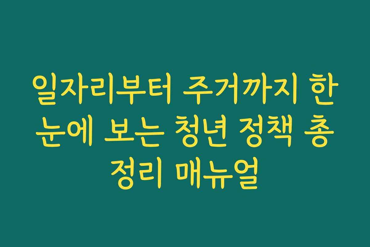일자리부터 주거까지 한눈에 보는 청년 정책 총정리 매뉴얼 일자리부터 주거까지 한눈에 보는 청년 정책 총정리 매뉴얼