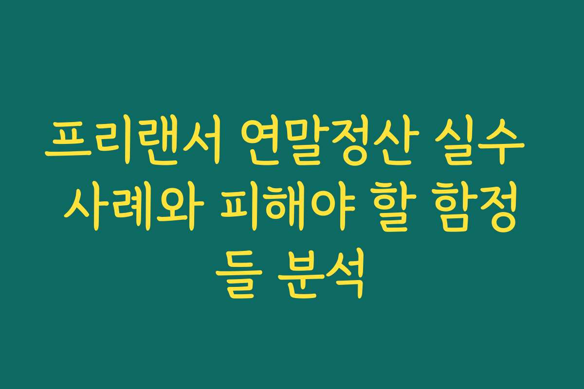 프리랜서 연말정산 실수 사례와 피해야 할 함정들 분석