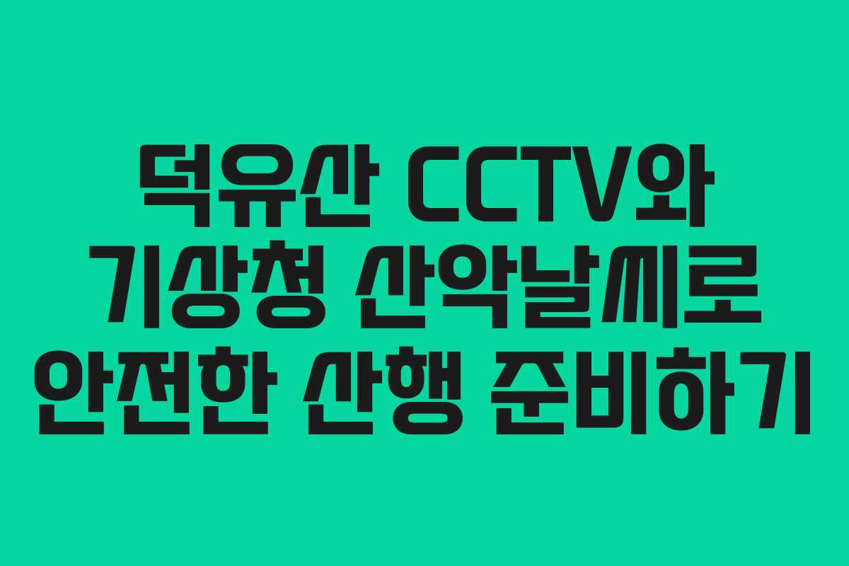 덕유산 CCTV와 기상청 산악날씨로 안전한 산행 준비하기