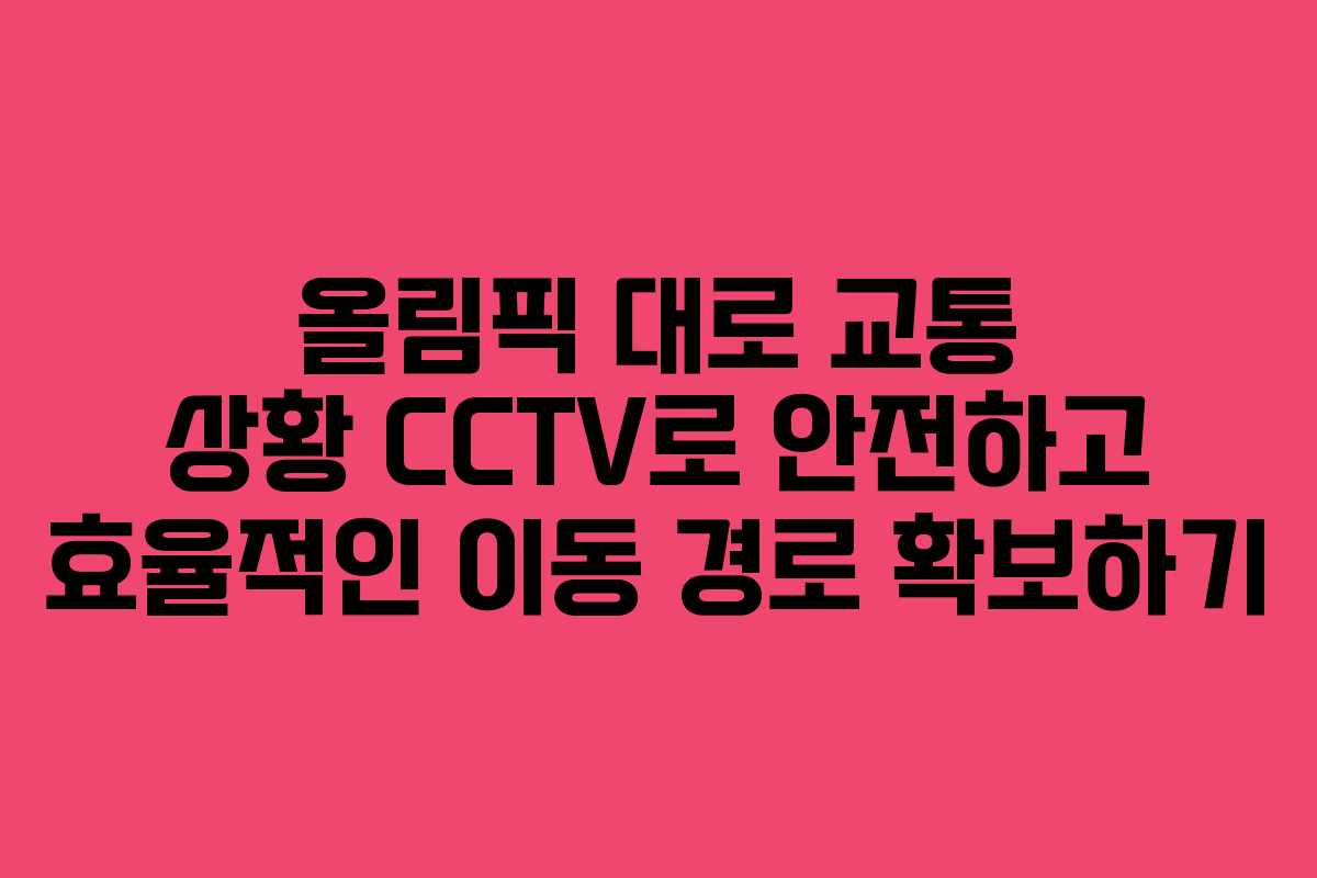 올림픽 대로 교통 상황 CCTV로 안전하고 효율적인 이동 경로 확보하기