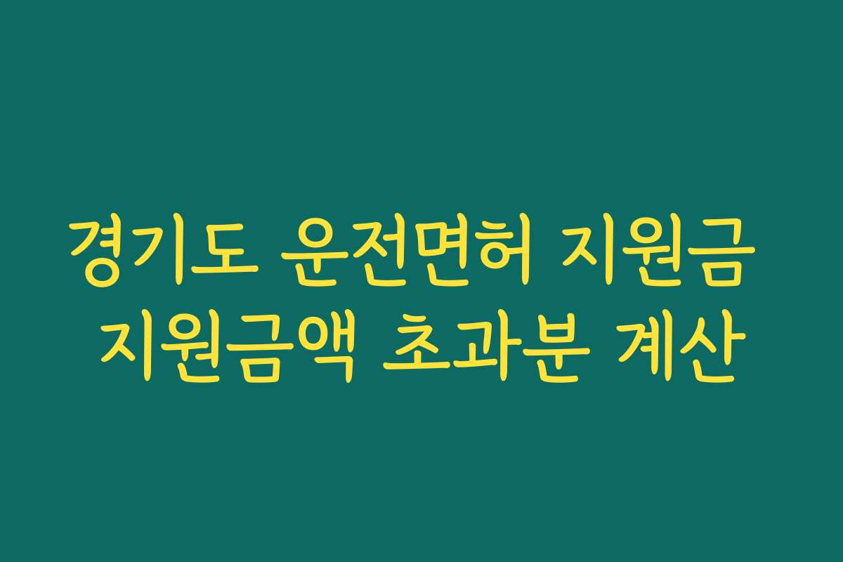 경기도 운전면허 지원금 지원금액 초과분 계산 경기도 운전면허 지원금 지원금액 초과분 계산