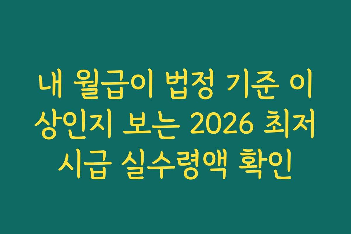 내 월급이 법정 기준 이상인지 보는 2026 최저시급 실수령액 확인