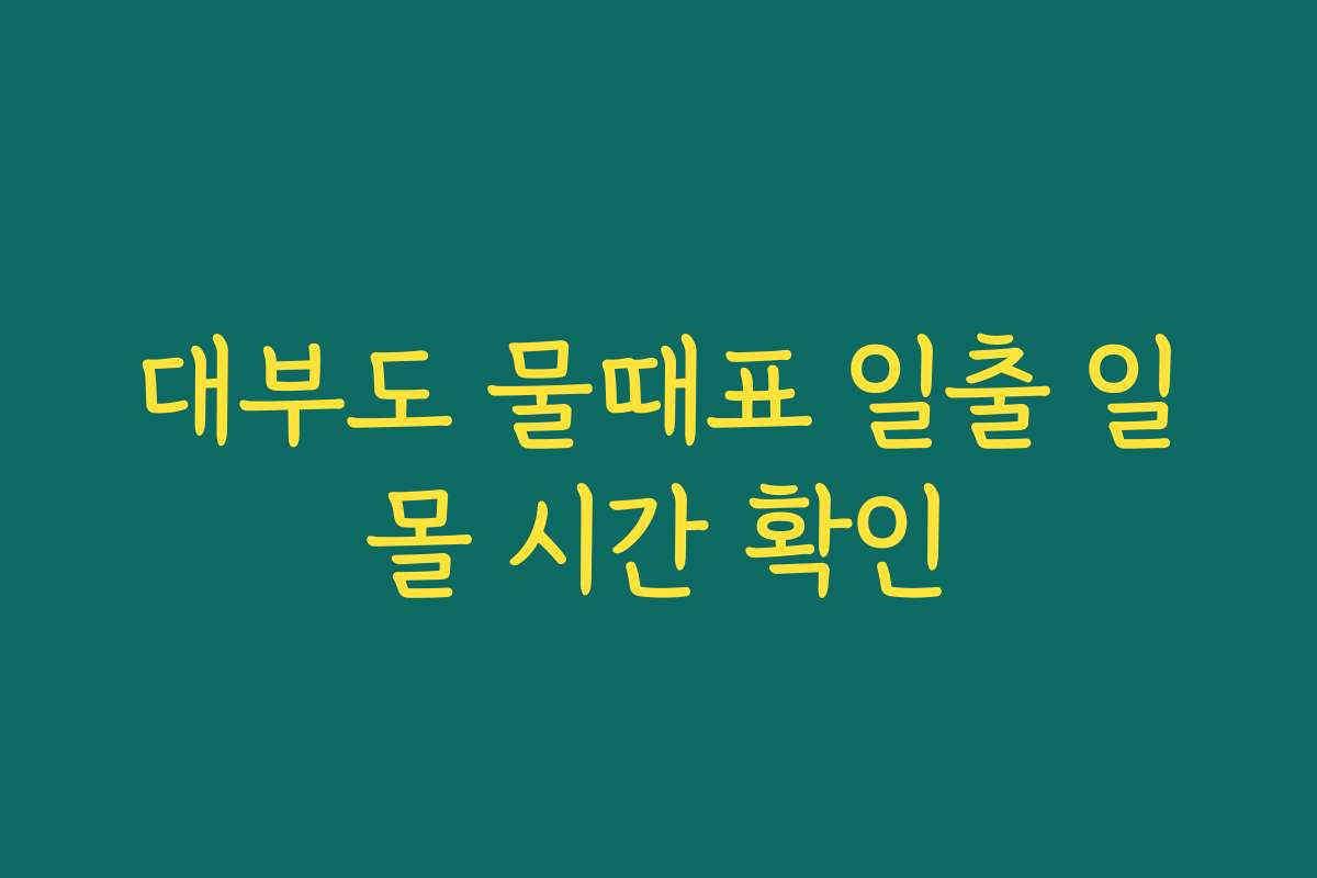 대부도 물때표 일출 일몰 시간 확인