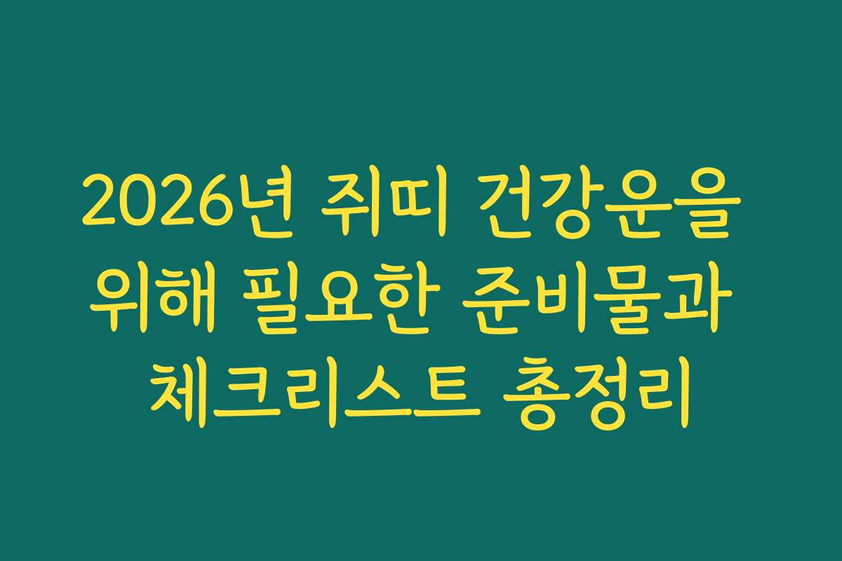 2026년 쥐띠 건강운을 위해 필요한 준비물과 체크리스트 총정리