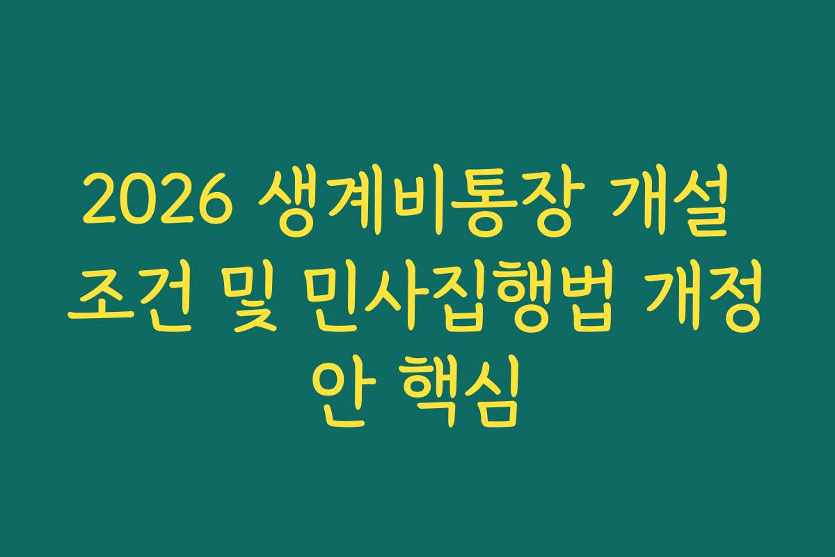 2026 생계비통장 개설 조건 및 민사집행법 개정안 핵심