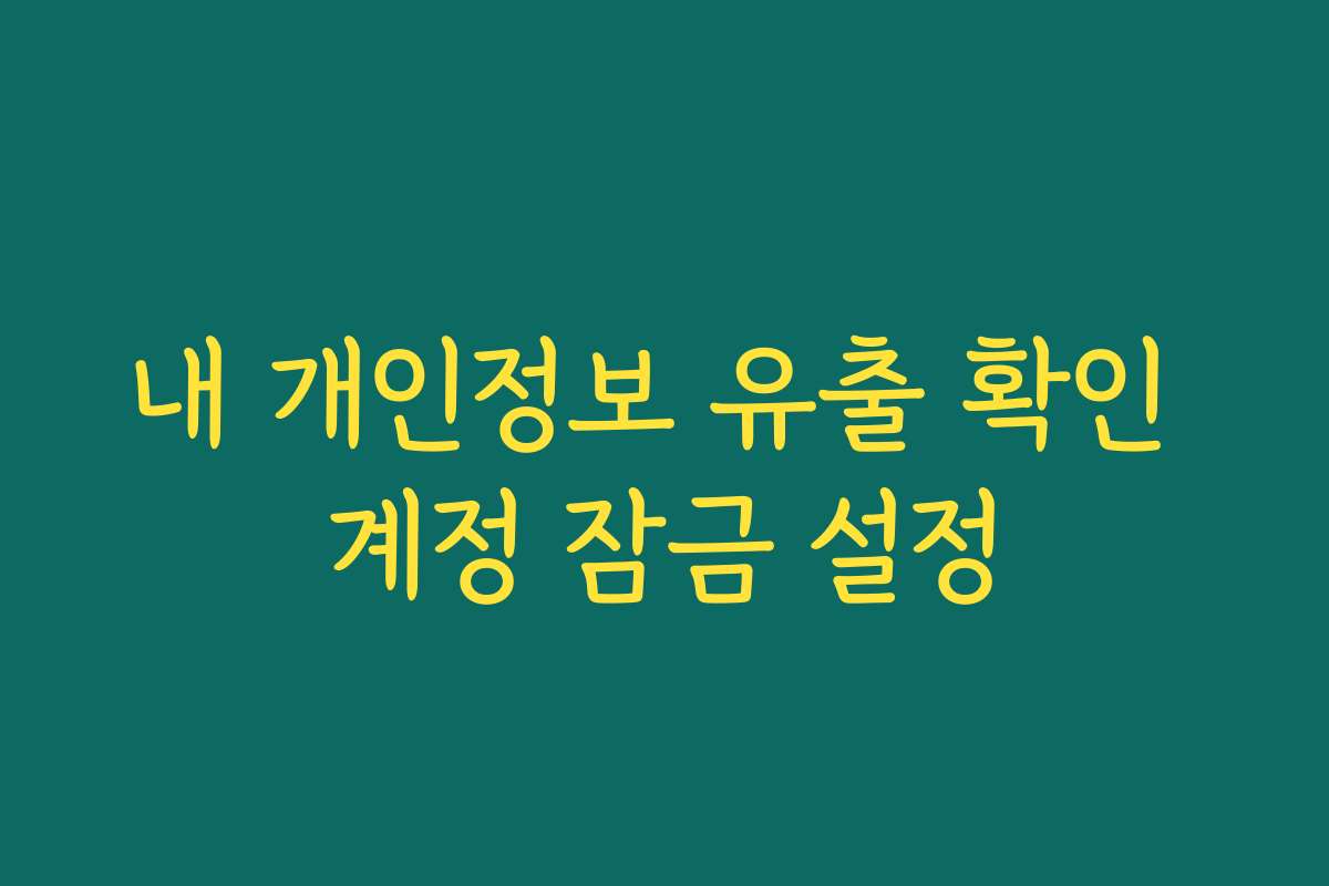 내 개인정보 유출 확인 계정 잠금 설정