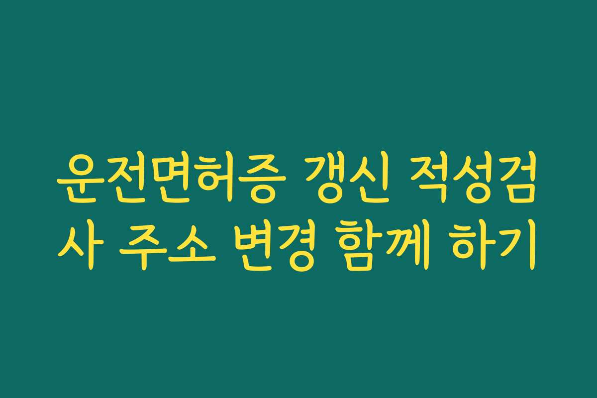 운전면허증 갱신 적성검사 주소 변경 함께 하기