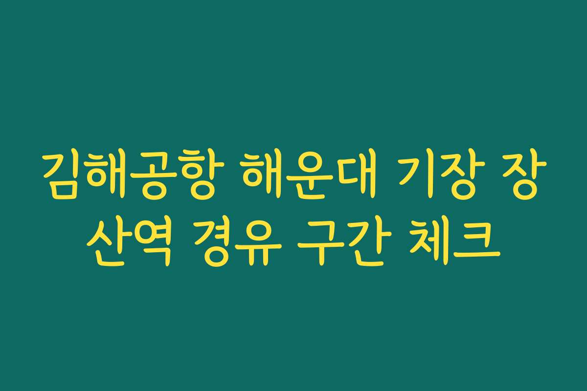 김해공항 해운대 기장 장산역 경유 구간 체크