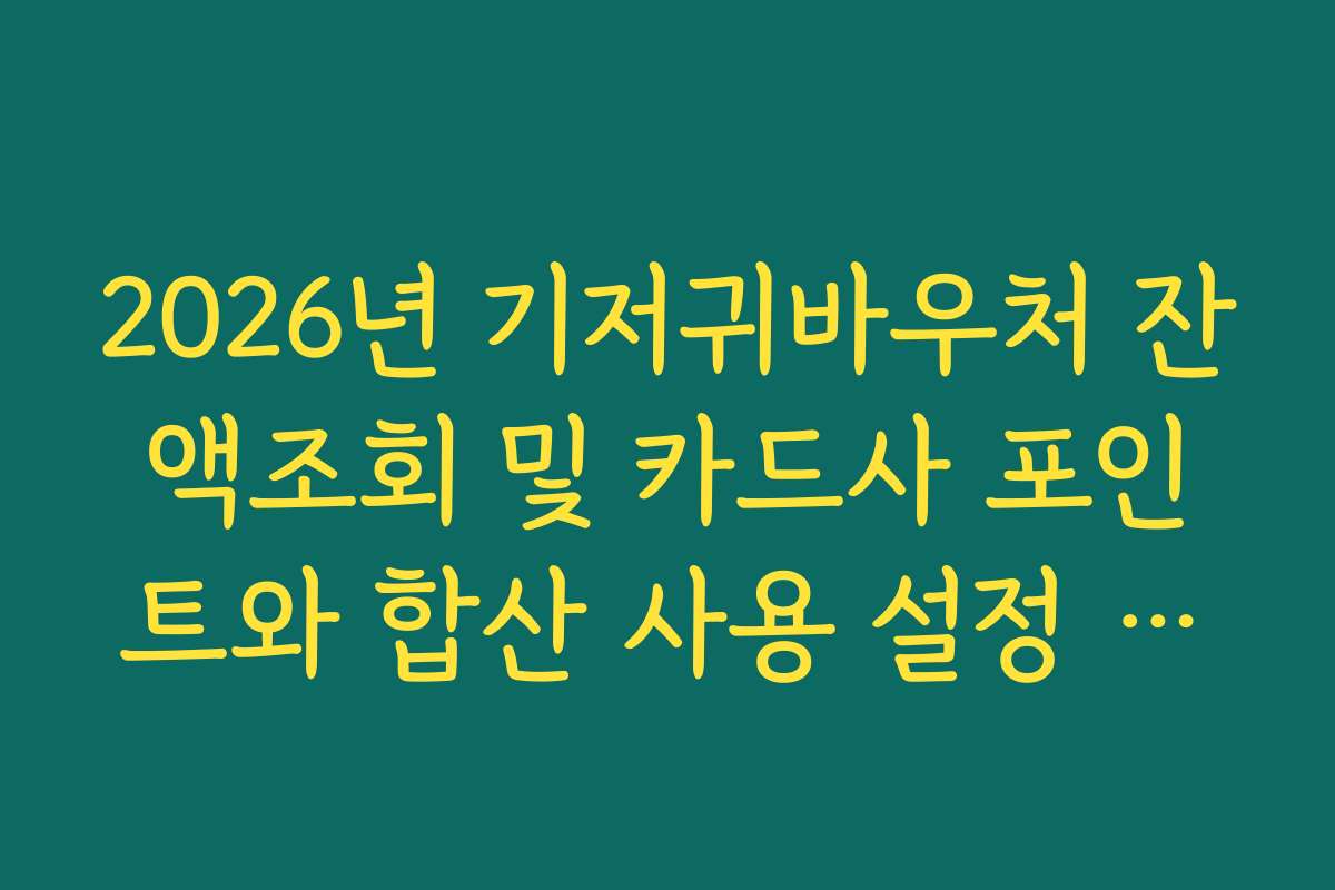 2026년 기저귀바우처 잔액조회 및 카드사 포인트와 합산 사용 설정 방법 가이드 2026년 기저귀바우처 잔액조회 및 카드사 포인트와 합산 사용 설정 방법 가이드