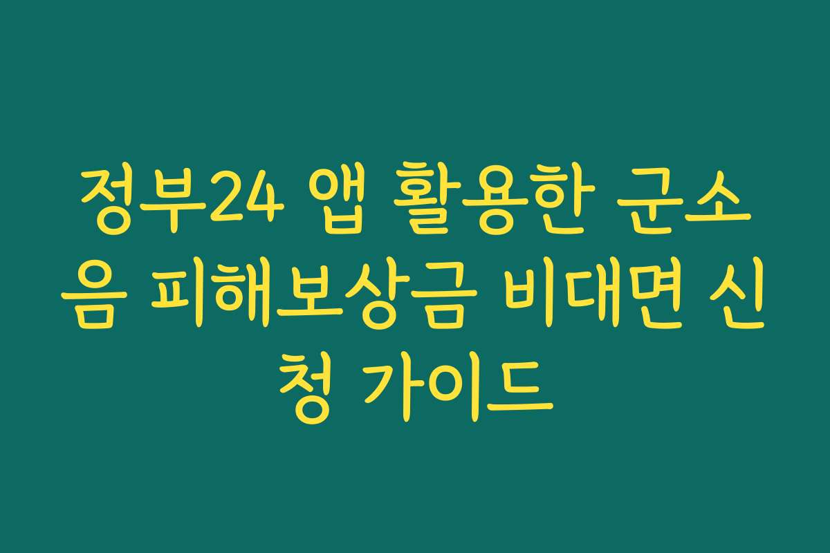 정부24 앱 활용한 군소음 피해보상금 비대면 신청 가이드 정부24 앱 활용한 군소음 피해보상금 비대면 신청 가이드