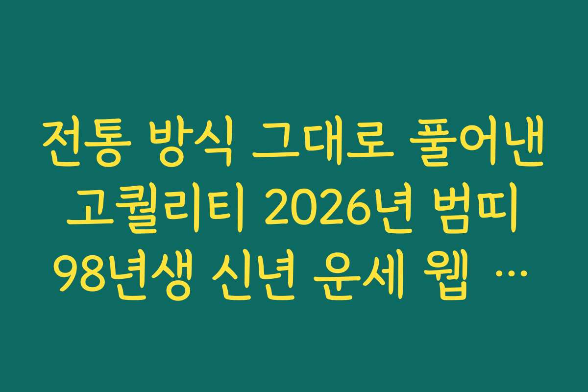 전통 방식 그대로 풀어낸 고퀄리티 2026년 범띠 98년생 신년 운세 웹 서비스 전통 방식 그대로 풀어낸 고퀄리티 2026년 범띠 98년생 신년 운세 웹 서비스