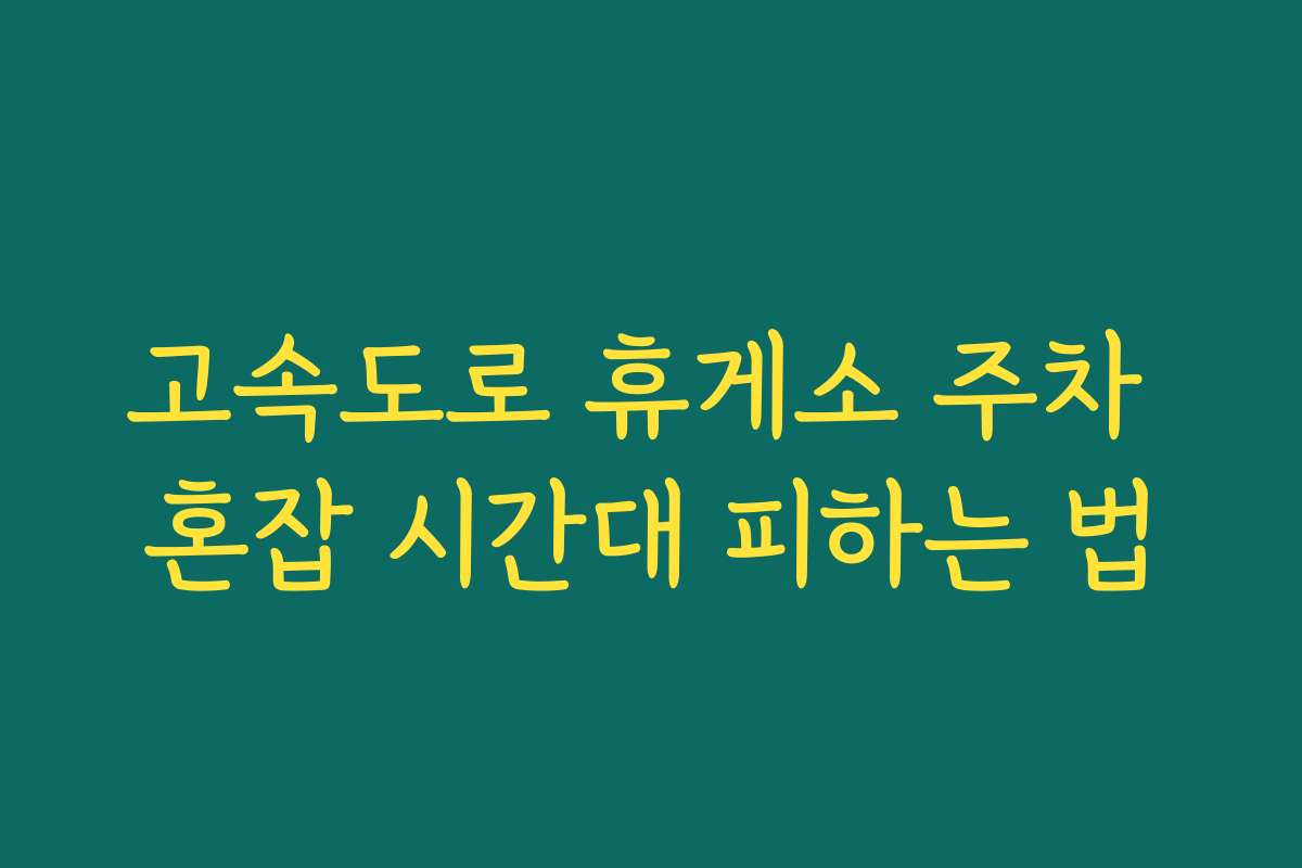 고속도로 휴게소 주차 혼잡 시간대 피하는 법 고속도로 휴게소 주차 혼잡 시간대 피하는 법