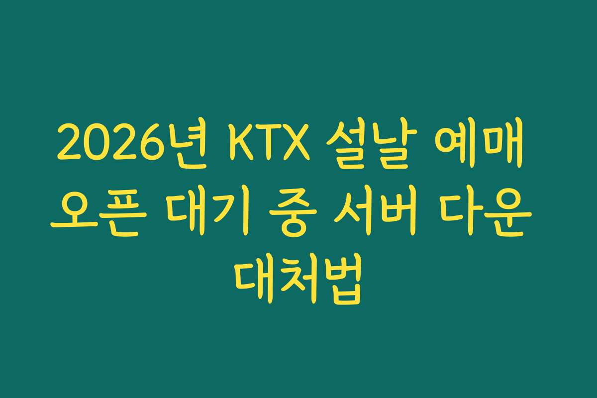 2026년 KTX 설날 예매 오픈 대기 중 서버 다운 대처법