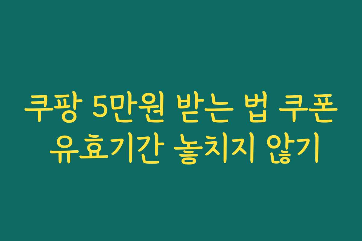 쿠팡 5만원 받는 법 쿠폰 유효기간 놓치지 않기