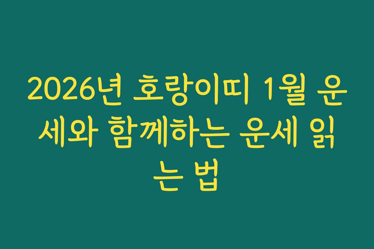 2026년 호랑이띠 1월 운세와 함께하는 운세 읽는 법
