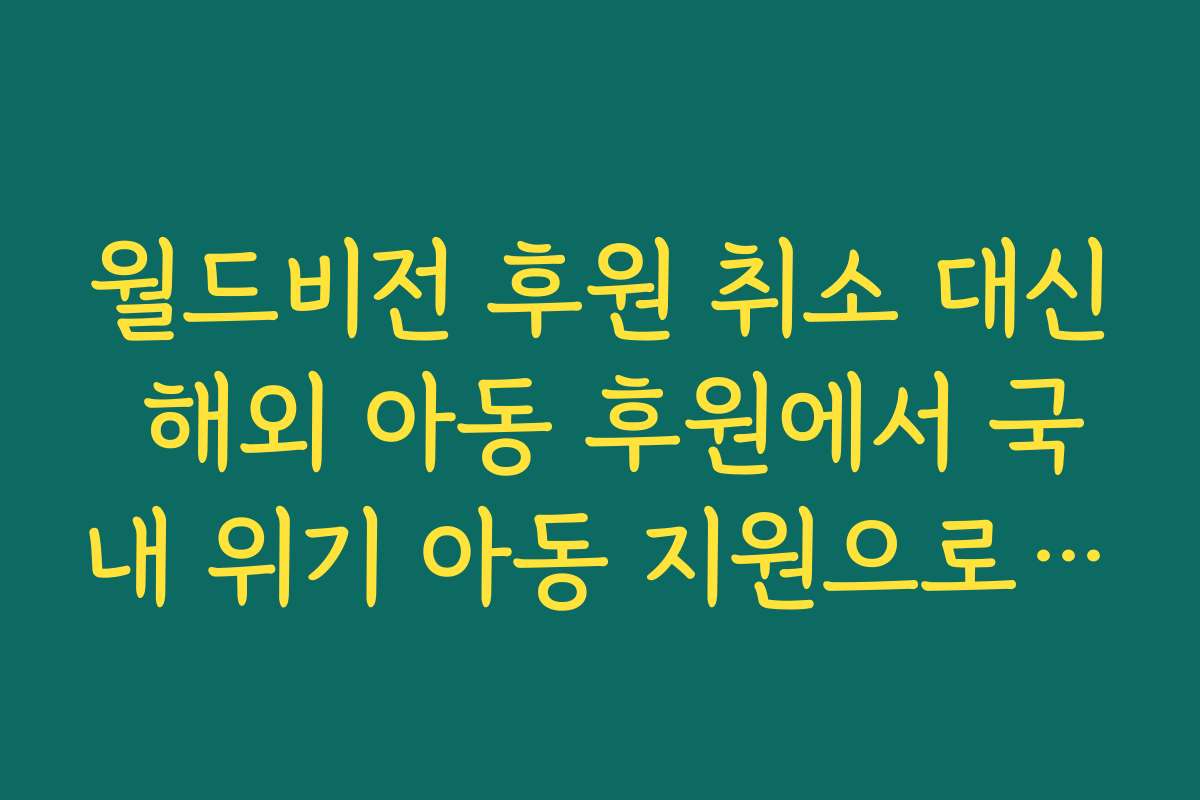 월드비전 후원 취소 대신 해외 아동 후원에서 국내 위기 아동 지원으로 전환법 월드비전 후원 취소 대신 해외 아동 후원에서 국내 위기 아동 지원으로 전환법