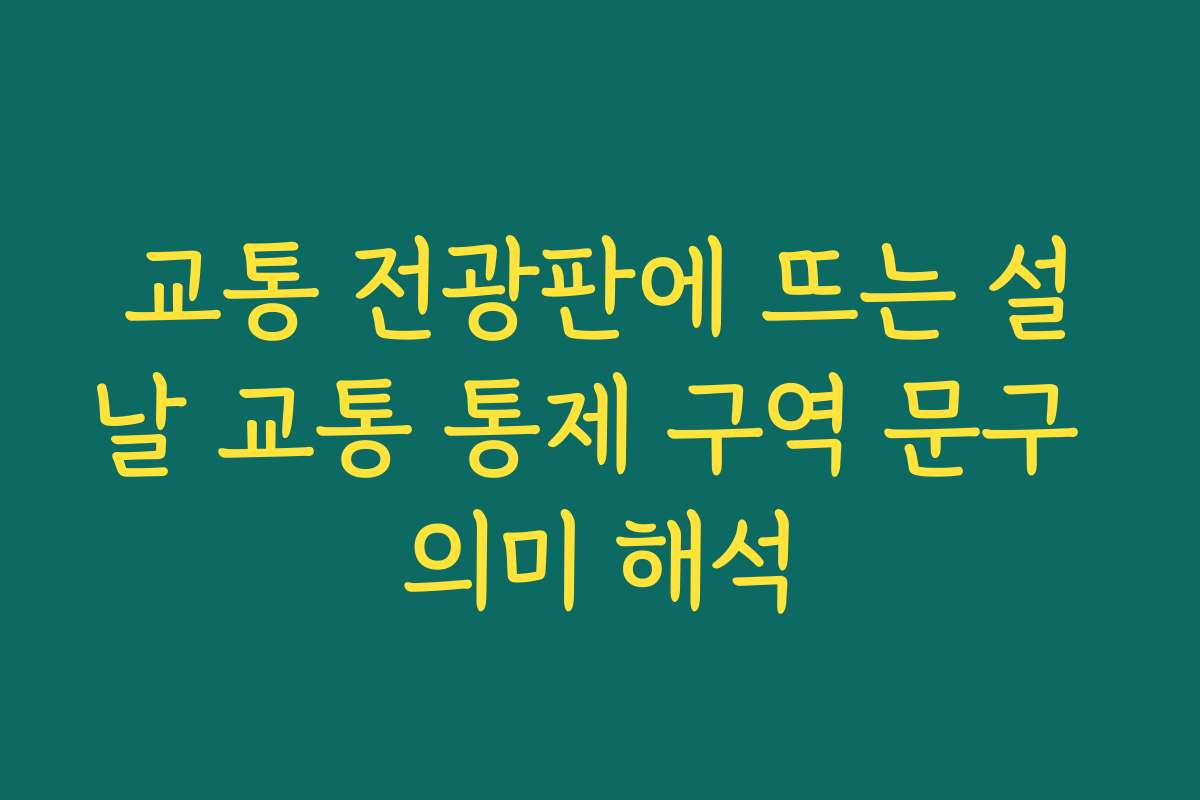 교통 전광판에 뜨는 설날 교통 통제 구역 문구 의미 해석
