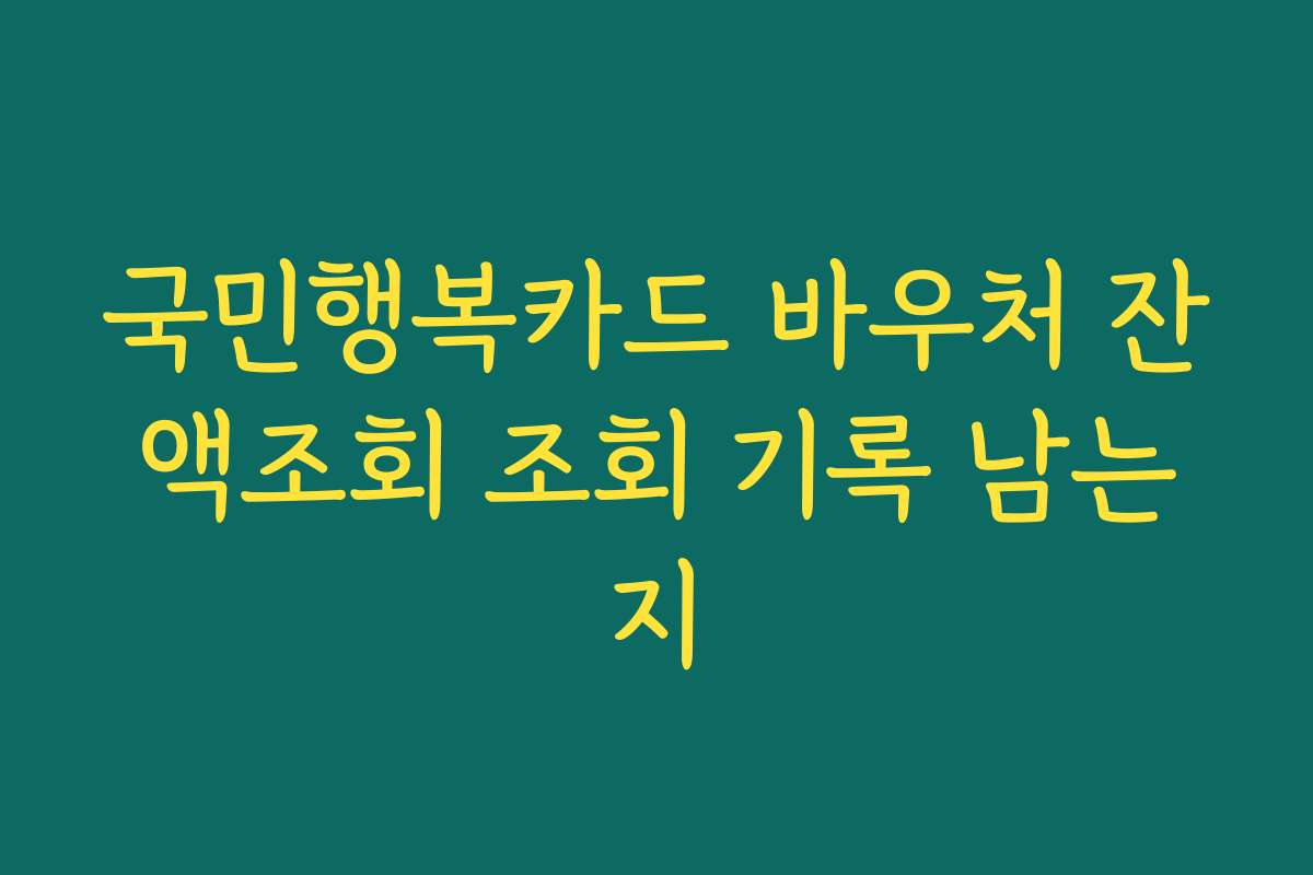 국민행복카드 바우처 잔액조회 조회 기록 남는지