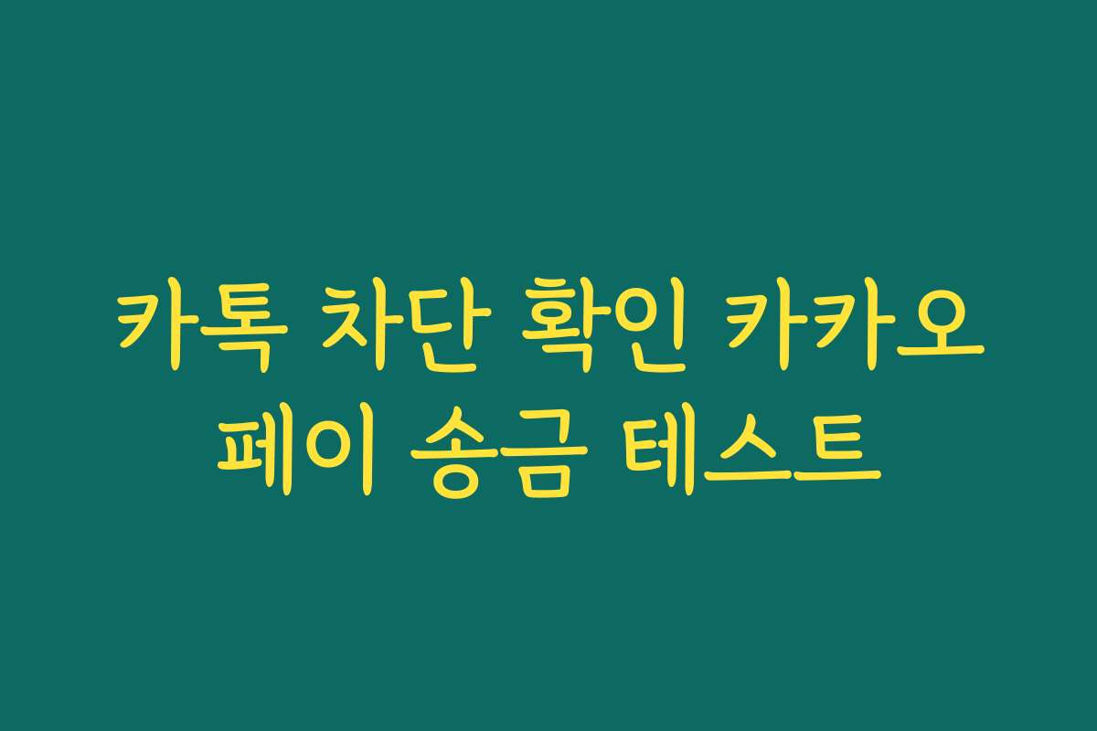 카톡 차단 확인 카카오페이 송금 테스트 카톡 차단 확인 카카오페이 송금 테스트