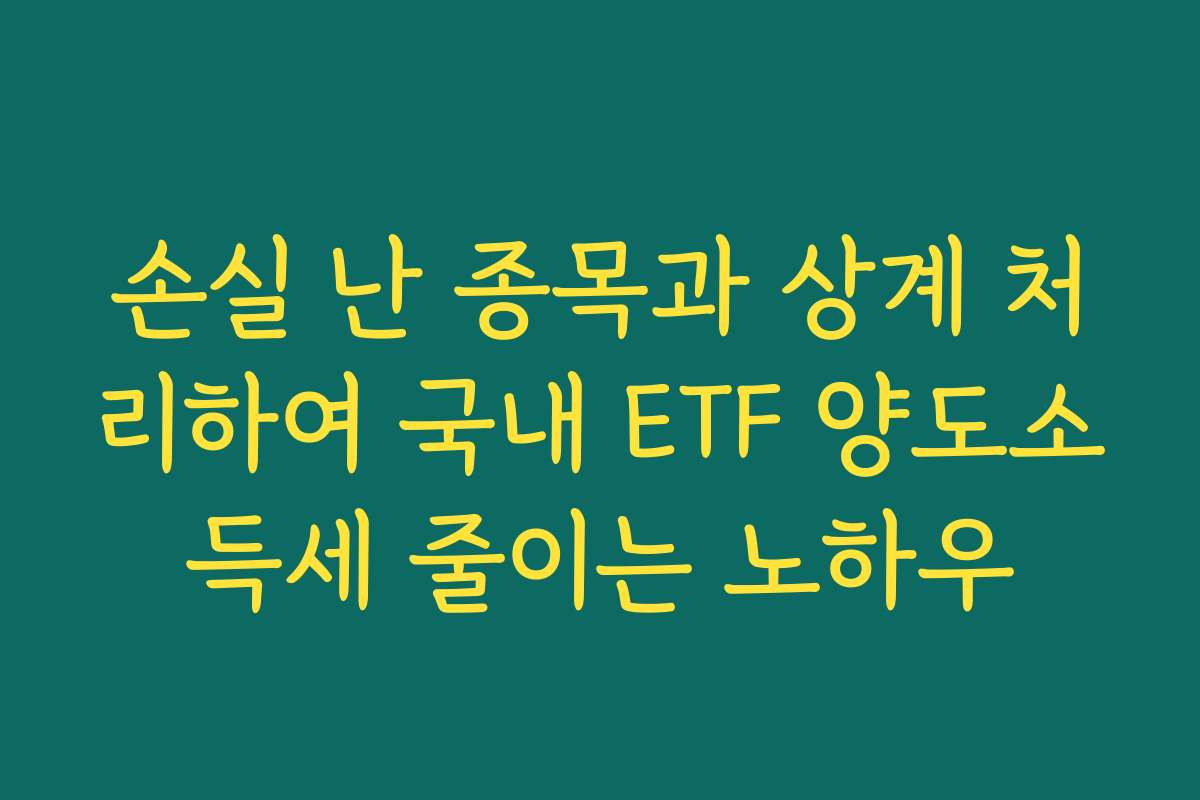 손실 난 종목과 상계 처리하여 국내 ETF 양도소득세 줄이는 노하우