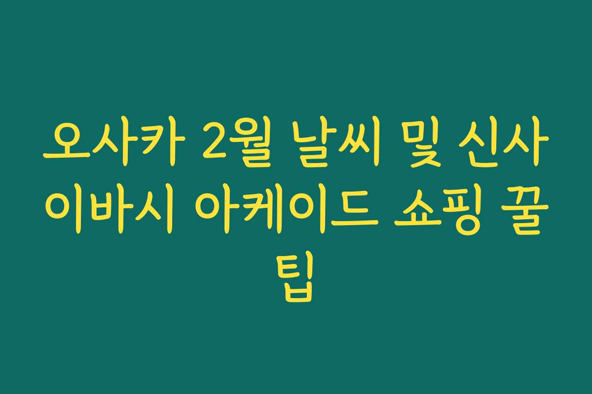 오사카 2월 날씨 및 신사이바시 아케이드 쇼핑 꿀팁