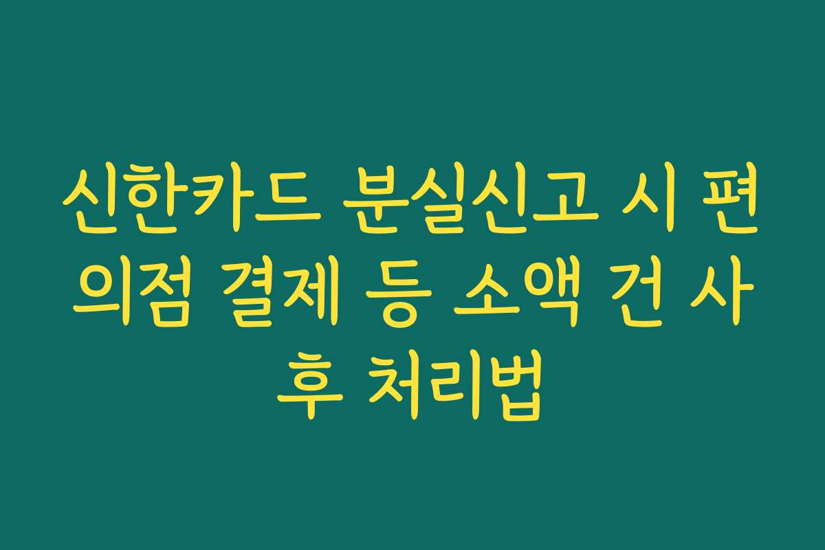 신한카드 분실신고 시 편의점 결제 등 소액 건 사후 처리법