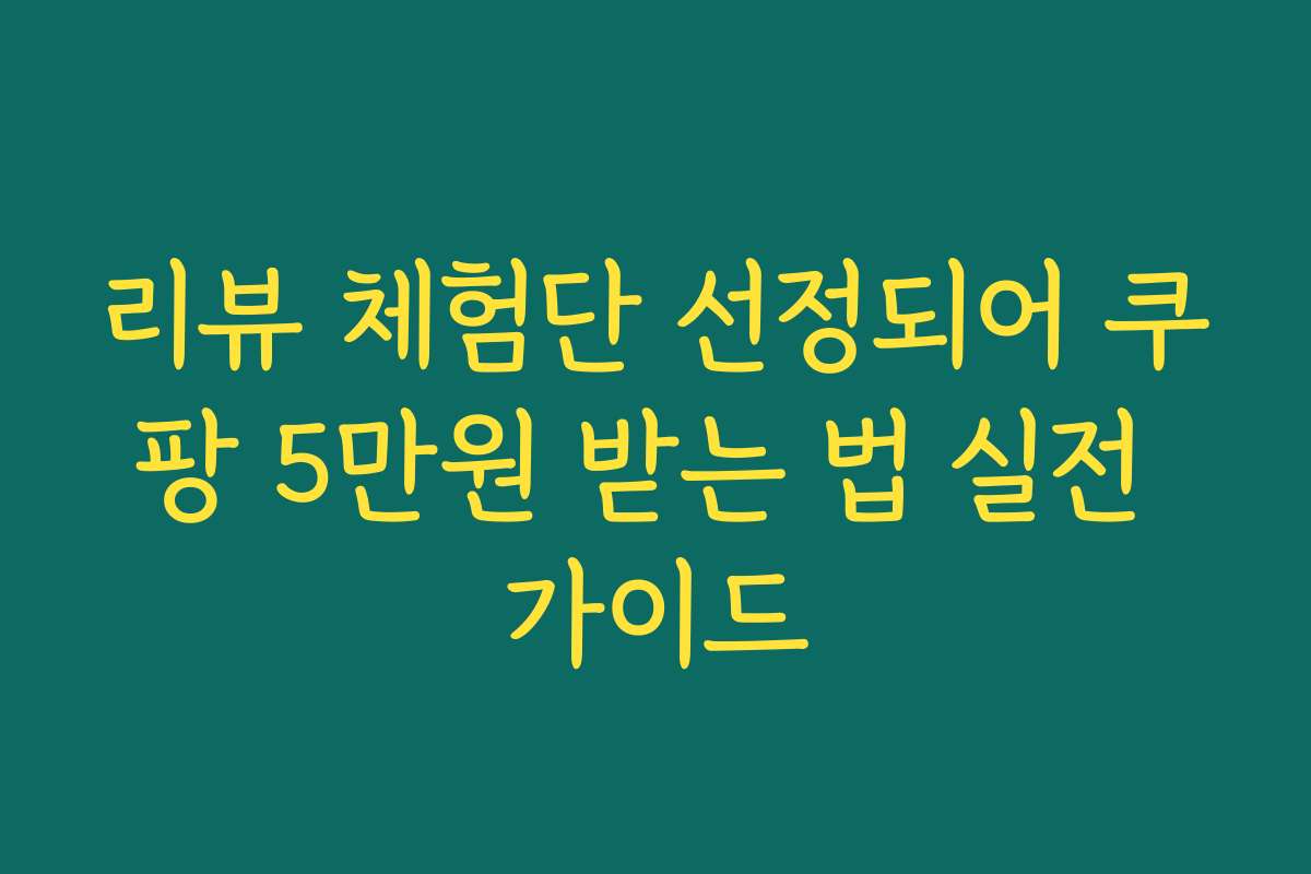 리뷰 체험단 선정되어 쿠팡 5만원 받는 법 실전 가이드