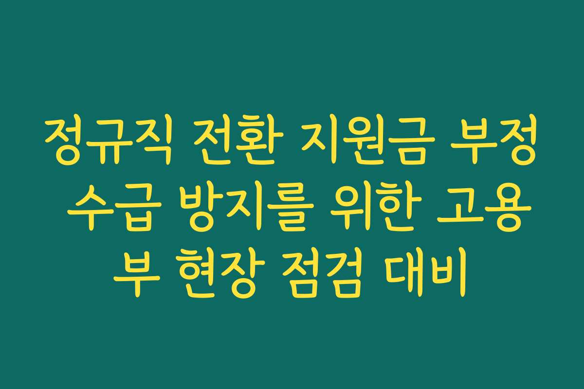정규직 전환 지원금 부정 수급 방지를 위한 고용부 현장 점검 대비