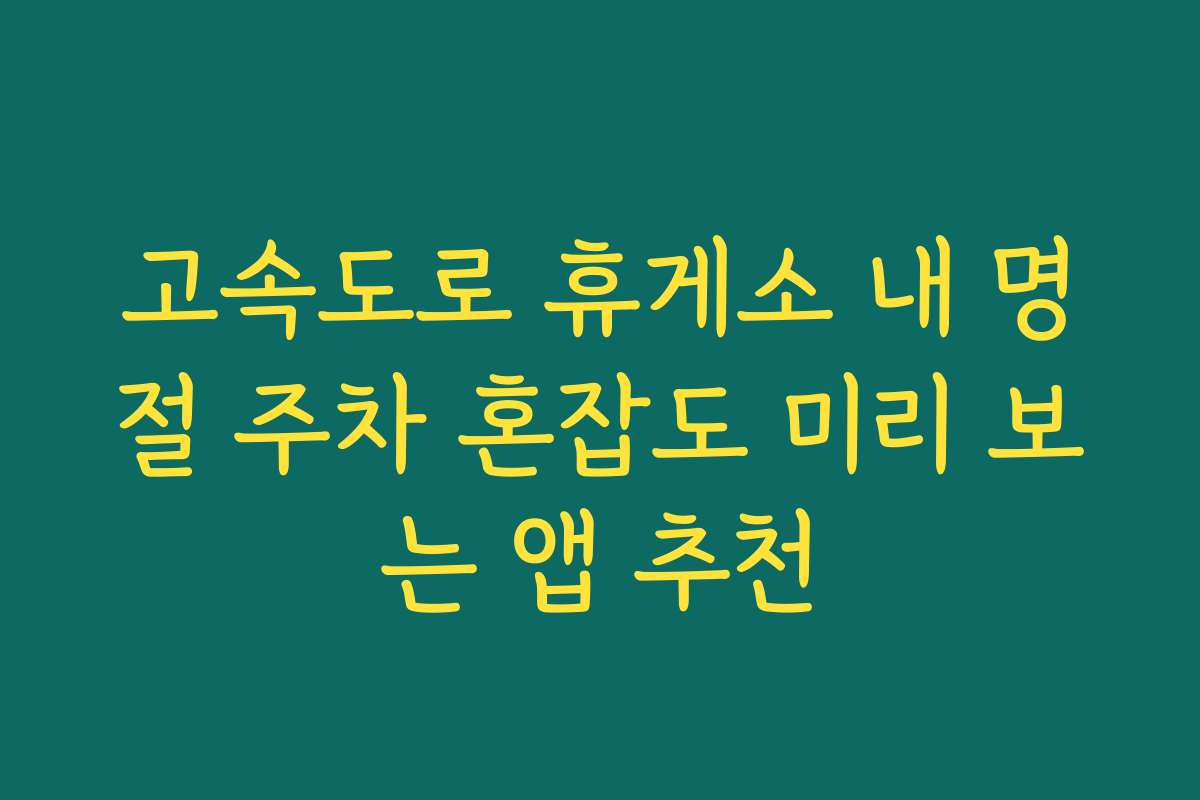 고속도로 휴게소 내 명절 주차 혼잡도 미리 보는 앱 추천