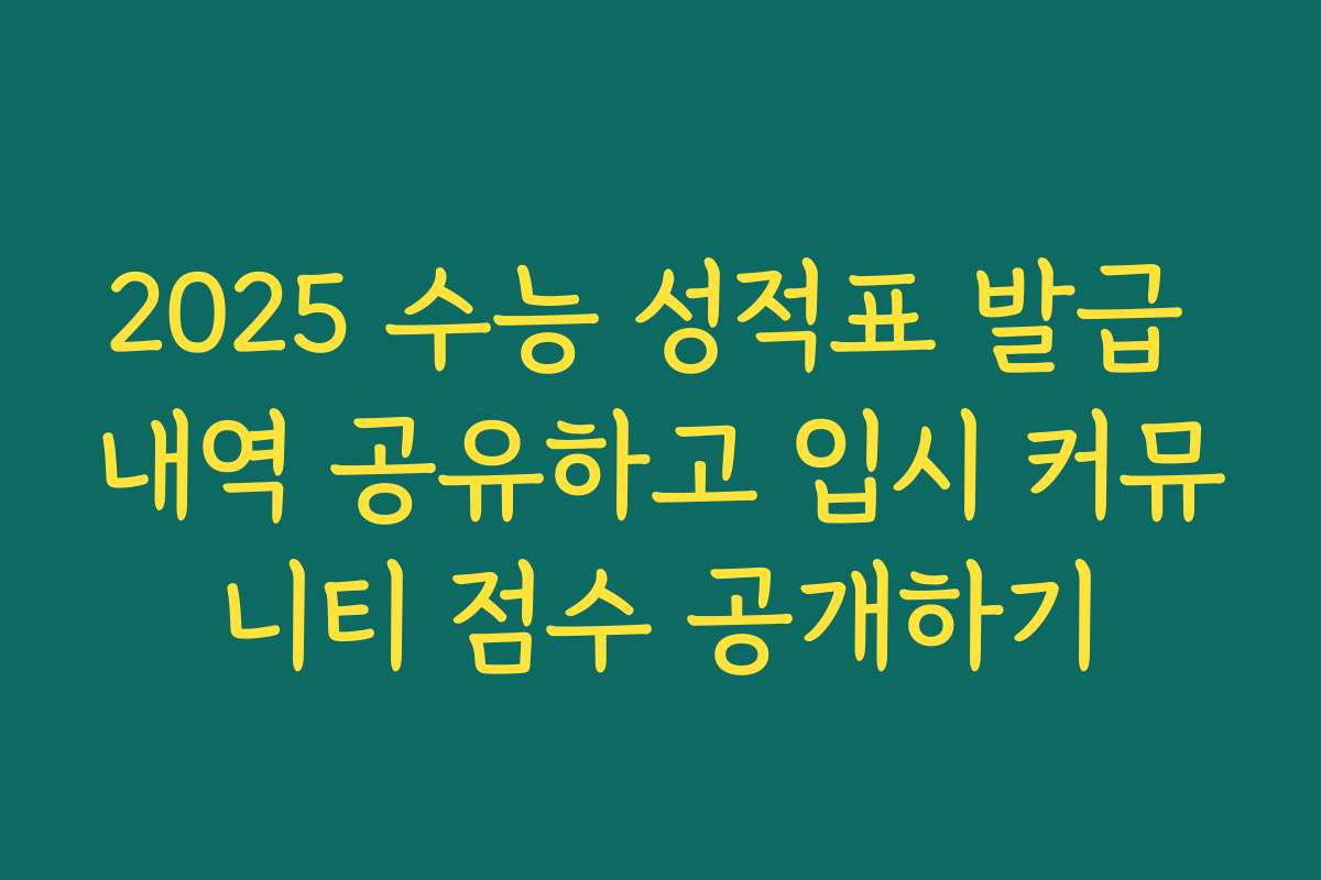 2025 수능 성적표 발급 내역 공유하고 입시 커뮤니티 점수 공개하기