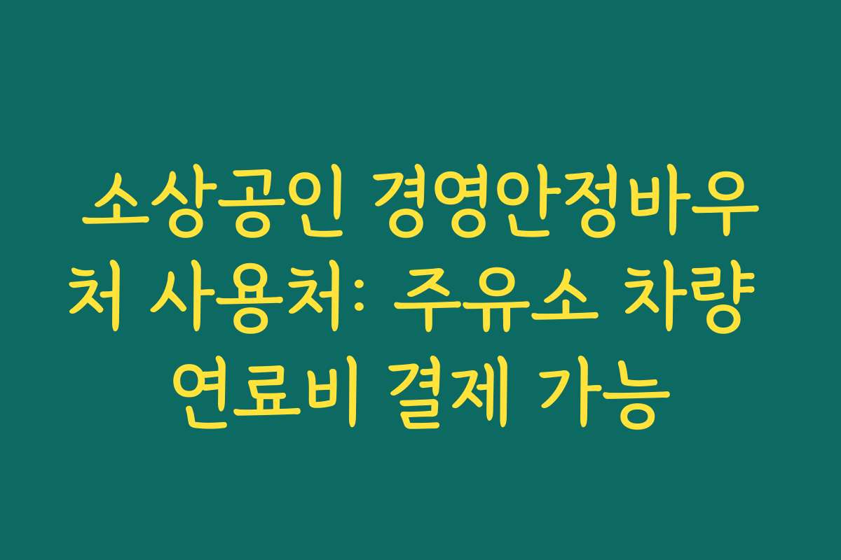 소상공인 경영안정바우처 사용처: 주유소 차량 연료비 결제 가능
