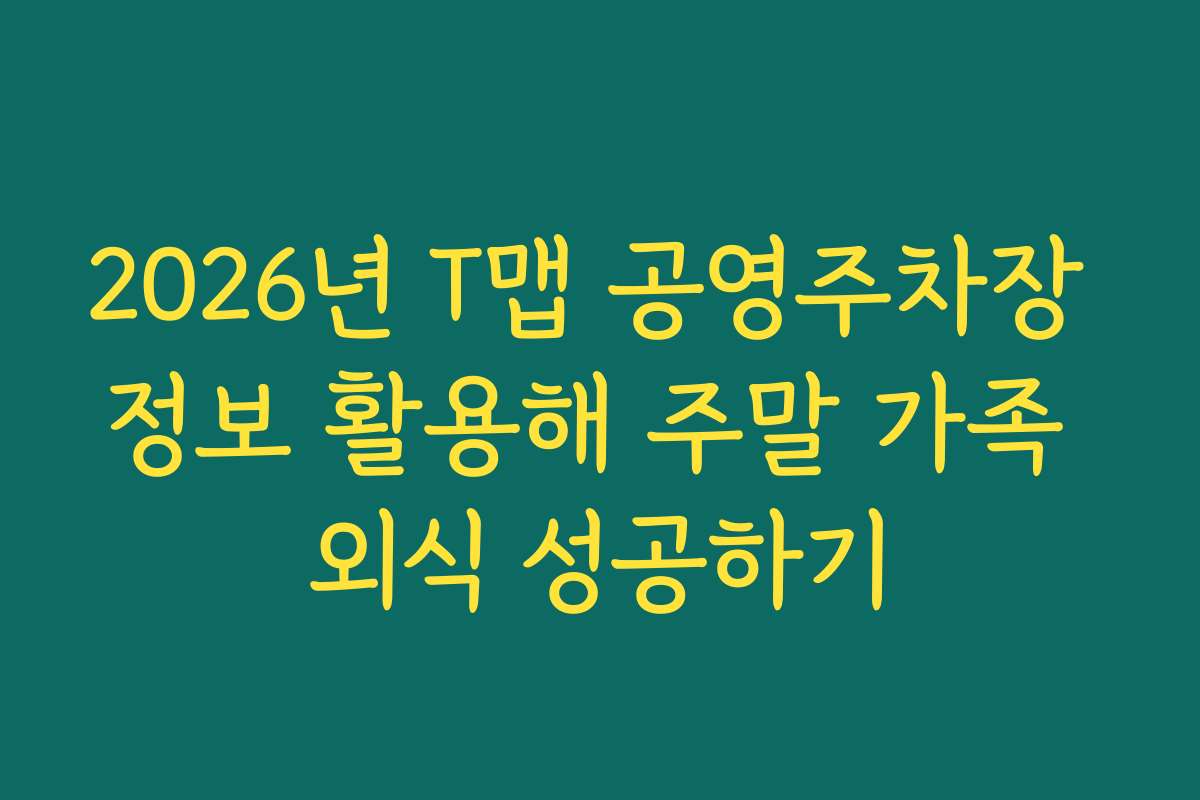 2026년 T맵 공영주차장 정보 활용해 주말 가족 외식 성공하기