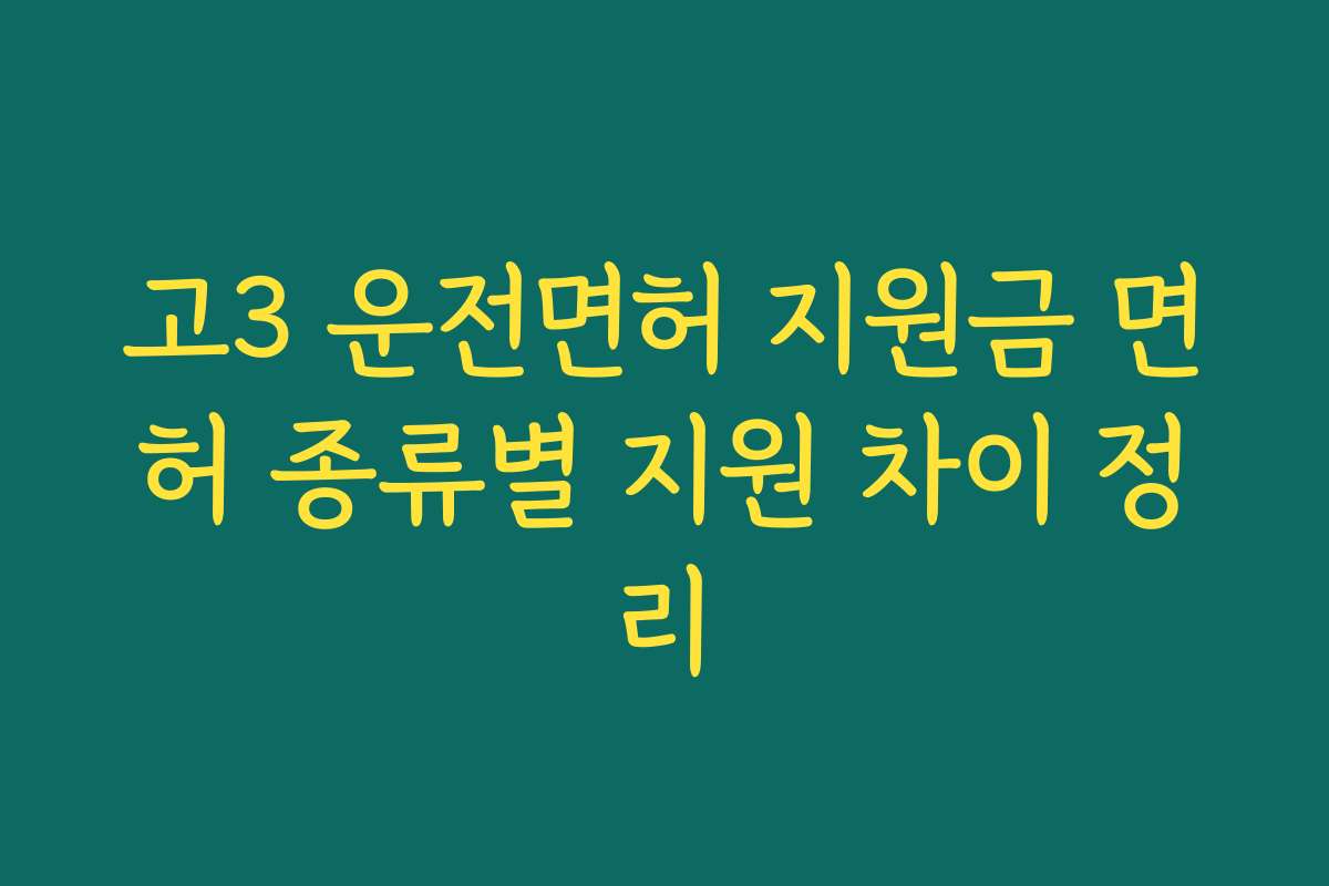 고3 운전면허 지원금 면허 종류별 지원 차이 정리