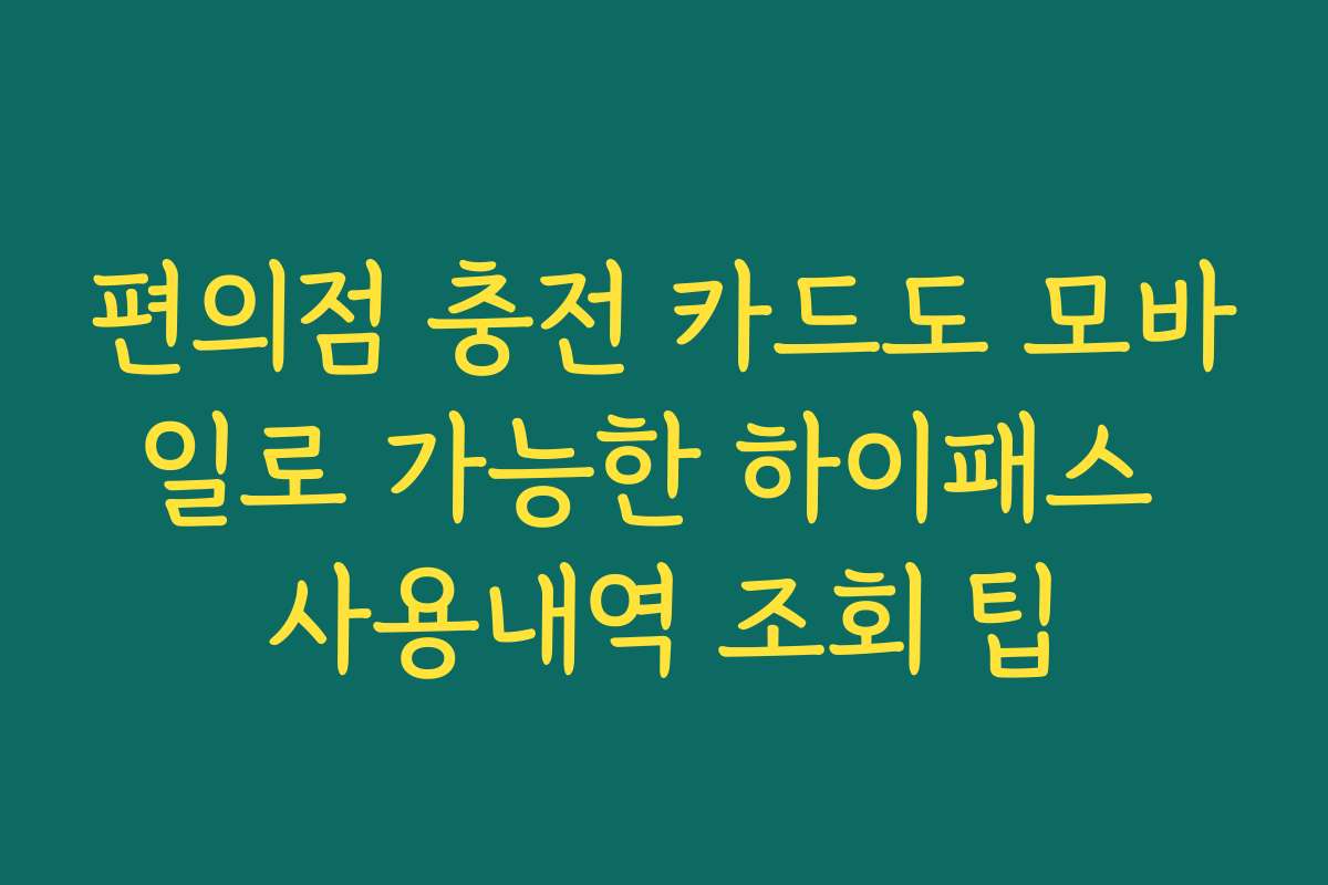 편의점 충전 카드도 모바일로 가능한 하이패스 사용내역 조회 팁