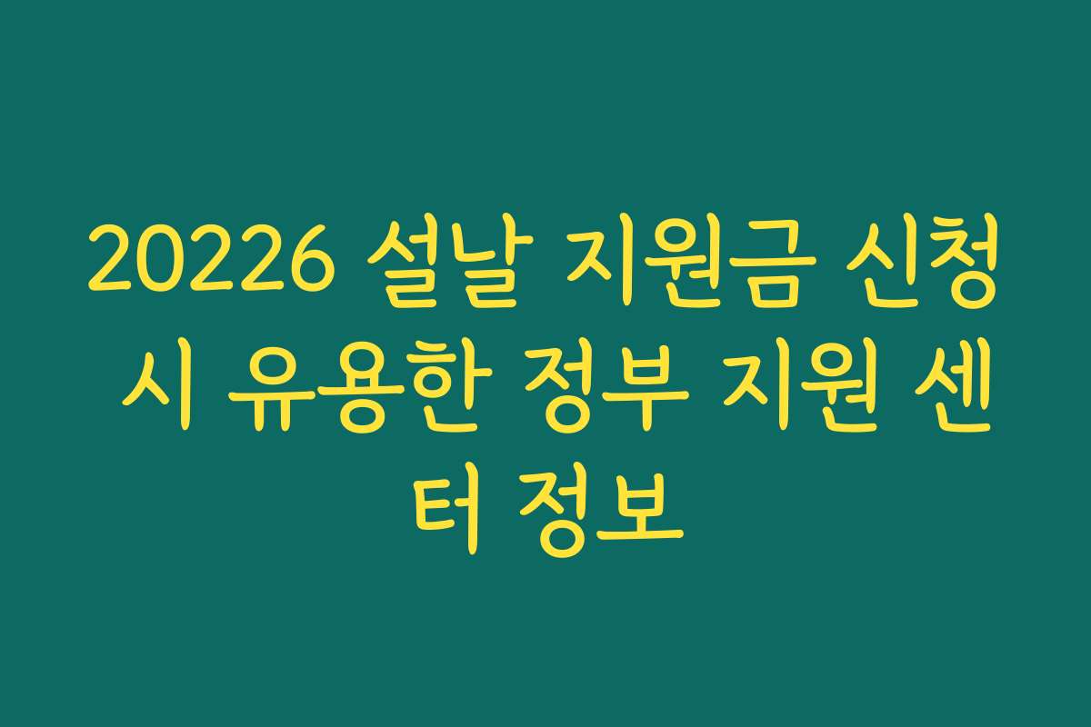 20226 설날 지원금 신청 시 유용한 정부 지원 센터 정보