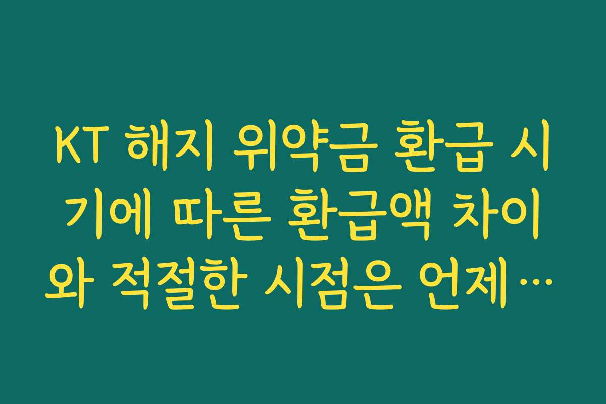 KT 해지 위약금 환급 시기에 따른 환급액 차이와 적절한 시점은 언제인가요